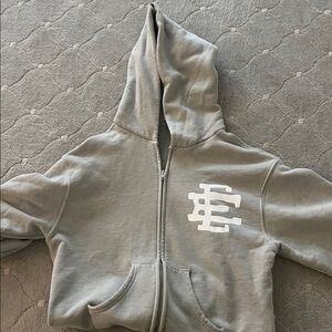 Akimbo Gray Zip-Up Hoodie with White Logo